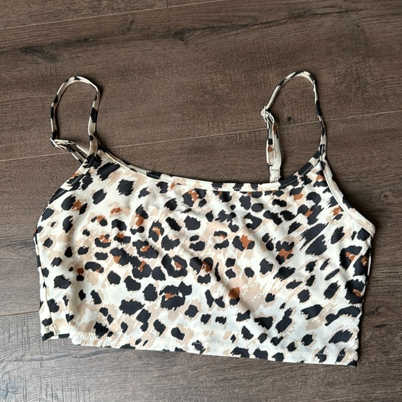 aerie Other - Aerie Leopard Animal Print Bikini Top Longline Large